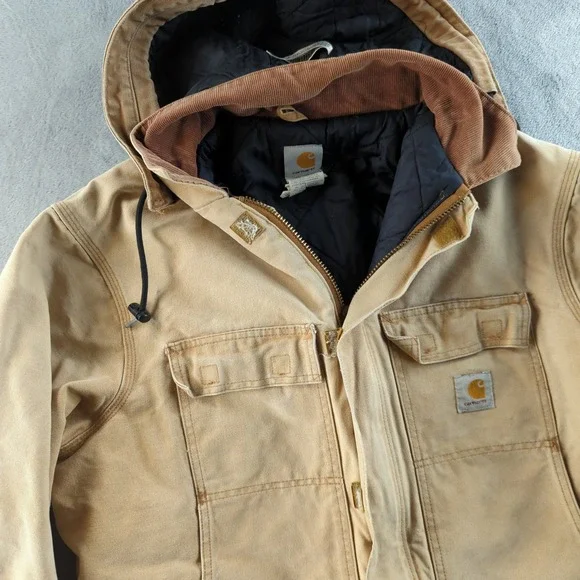 Vintage Y2K Carhartt Jacket Mens XL Brown Duck Quilt C03 Arctic Coat Grunge Fade - Picture 2 of 16